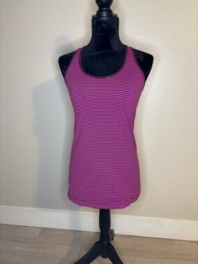 lululemon athletica Pink Striped Racerback Tank Size M/L